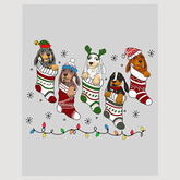 Christmas Puppies in Stockings DTF Transfer